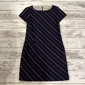 Brooks Brothers Red Fleece Size 6 Blue Striped Wool Shift Dress